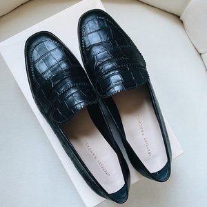 Loeffler Randall Beatrix Black Crocodile Loafer